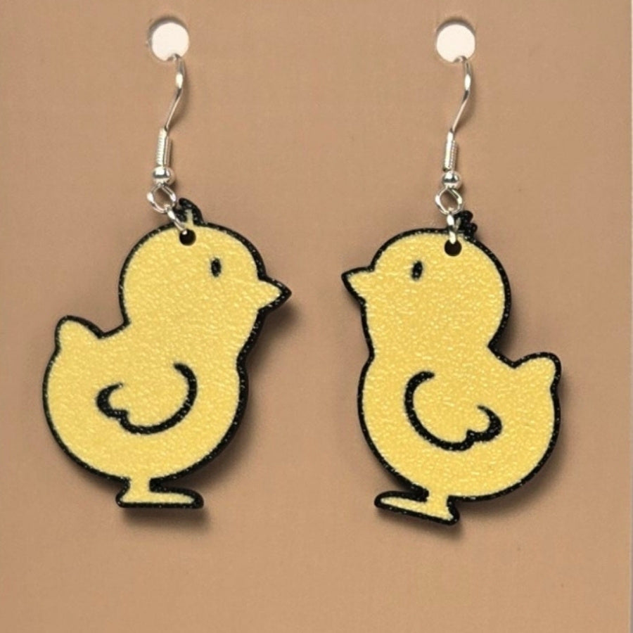 Boucle d'oreille en forme de Poussin avec crochets hypoallergéniques sans nickel